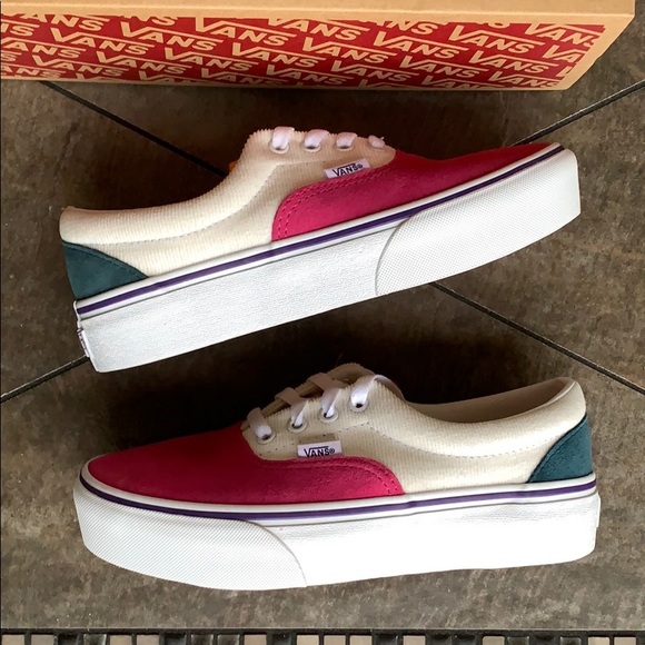 VANS ERA PLATFORM MINI CORD MULTI/TRUE WHITE men’s - Picture 2 of 16